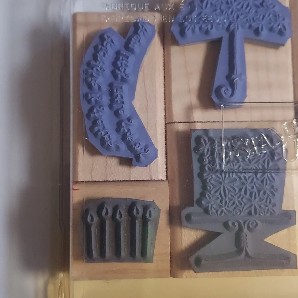 Rubber Stamp Set Birthday Floral Flower Set Birthday Cake